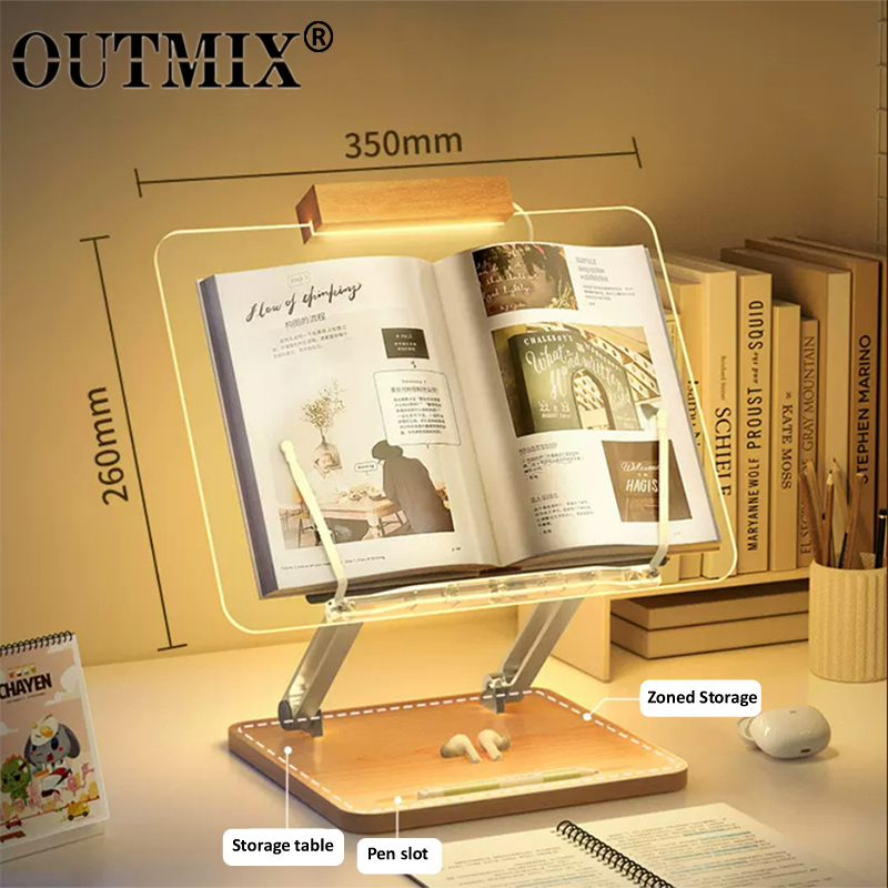 Laptop Related Accessories - Wooden Reading Stand with Light Transparent